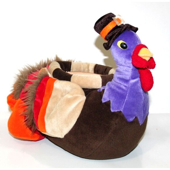 BestEver Turkey Thanksgiving Fall Plush Stuffed Animal Basket Vase Centerpiece - Picture 1 of 8